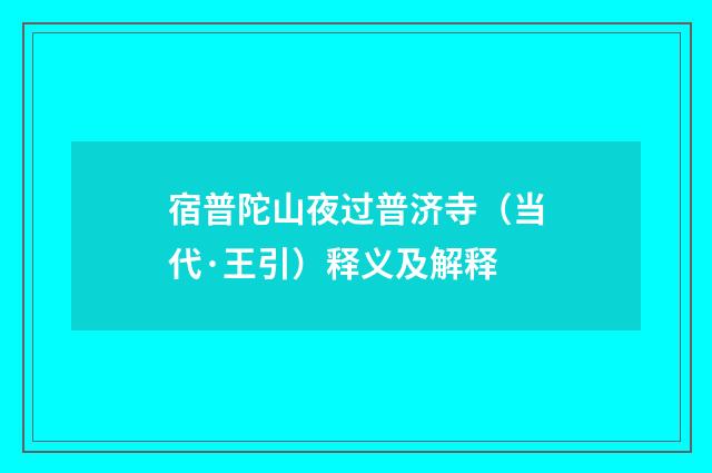 宿普陀山夜过普济寺（当代·王引）释义及解释