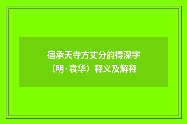 宿承天寺方丈分韵得深字（明·袁华）释义及解释