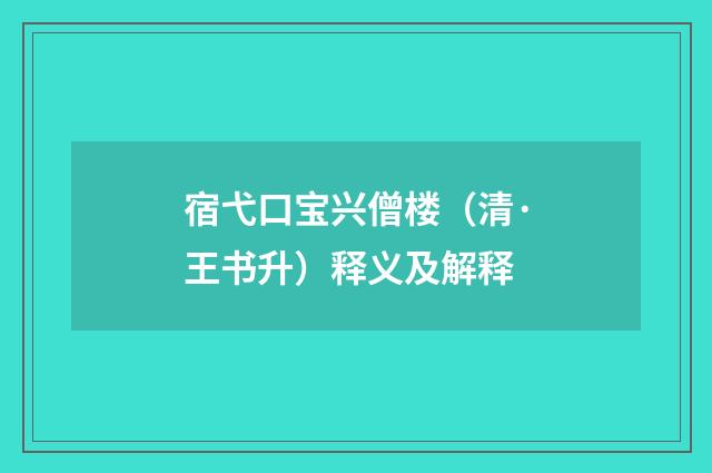 宿弋口宝兴僧楼（清·王书升）释义及解释