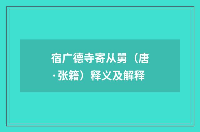 宿广德寺寄从舅（唐·张籍）释义及解释