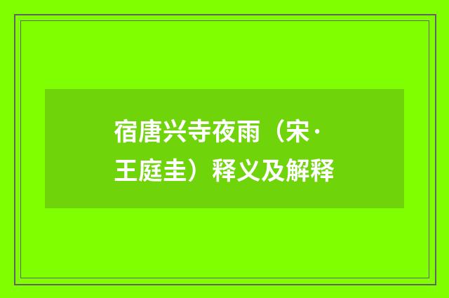 宿唐兴寺夜雨（宋·王庭圭）释义及解释