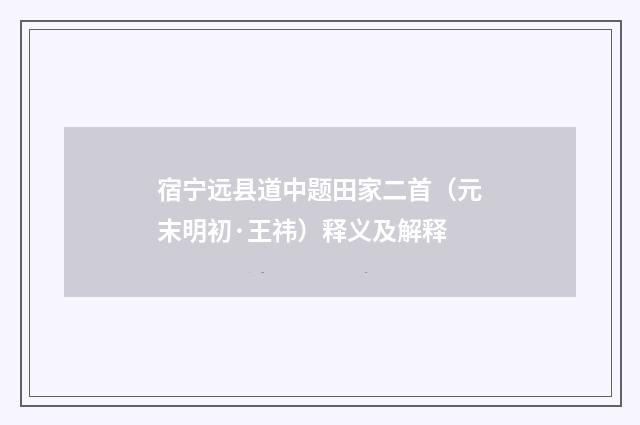 宿宁远县道中题田家二首（元末明初·王祎）释义及解释