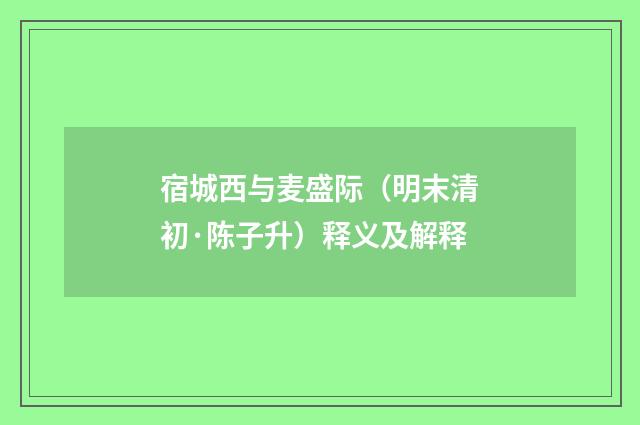 宿城西与麦盛际（明末清初·陈子升）释义及解释
