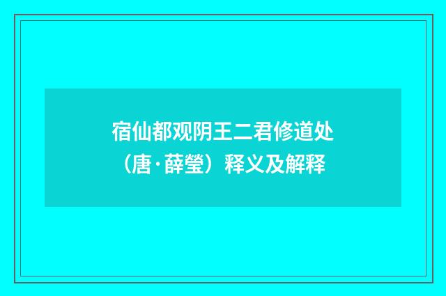 宿仙都观阴王二君修道处（唐·薛瑩）释义及解释