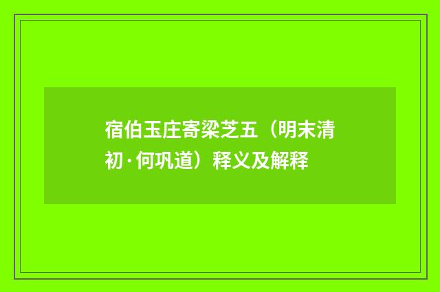 宿伯玉庄寄梁芝五（明末清初·何巩道）释义及解释