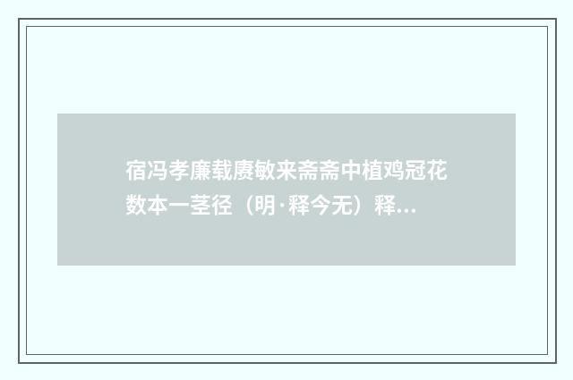 宿冯孝廉载赓敏来斋斋中植鸡冠花数本一茎径（明·释今无）释义及解释