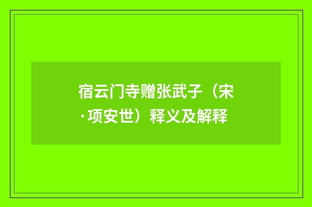 宿云门寺赠张武子（宋·项安世）释义及解释