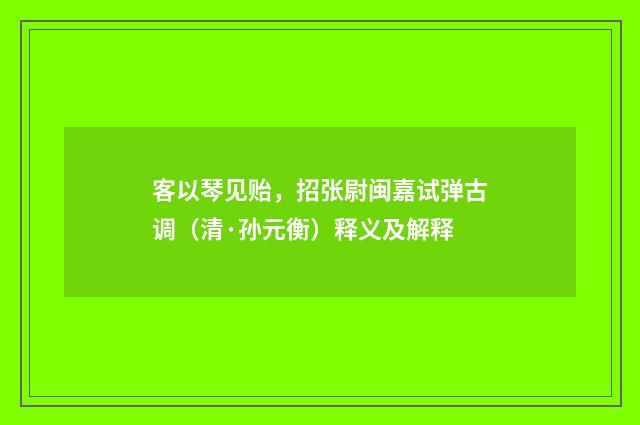 客以琴见贻，招张尉闽嘉试弹古调（清·孙元衡）释义及解释
