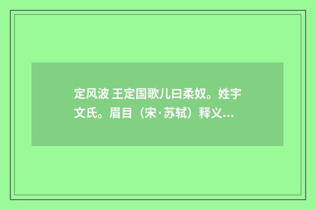 定风波 王定国歌儿曰柔奴。姓宇文氏。眉目（宋·苏轼）释义及解释