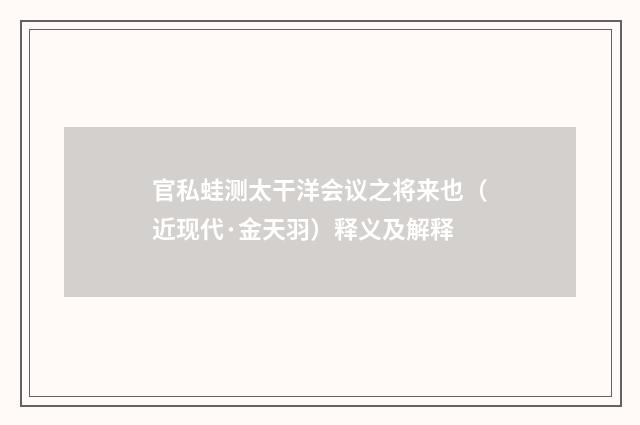 官私蛙测太干洋会议之将来也（近现代·金天羽）释义及解释