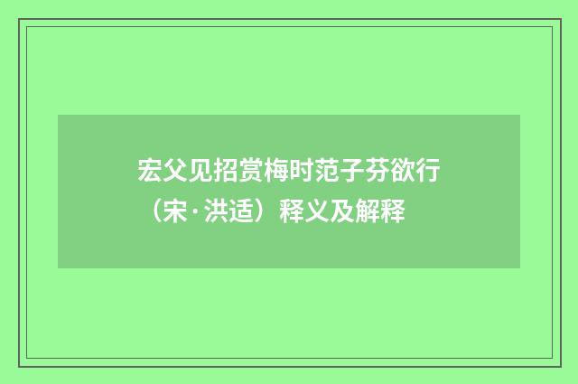 宏父见招赏梅时范子芬欲行（宋·洪适）释义及解释