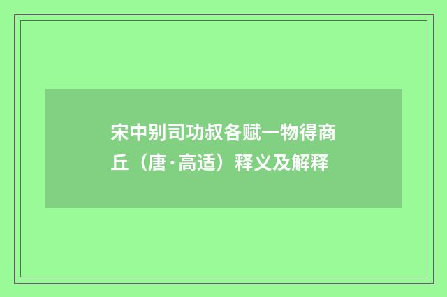 宋中别司功叔各赋一物得商丘（唐·高适）释义及解释