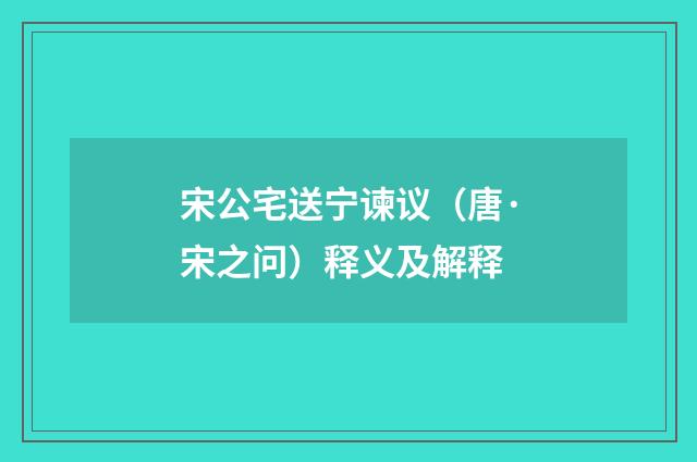 宋公宅送宁谏议（唐·宋之问）释义及解释
