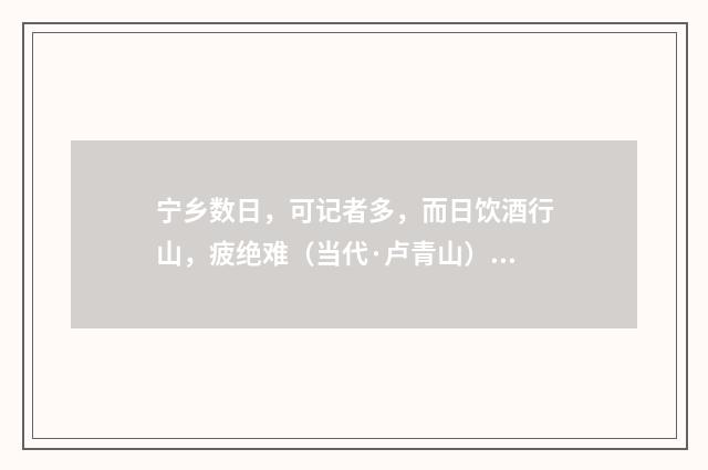 宁乡数日，可记者多，而日饮酒行山，疲绝难（当代·卢青山）释义及解释