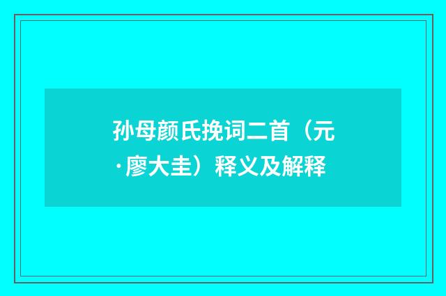 孙母颜氏挽词二首（元·廖大圭）释义及解释