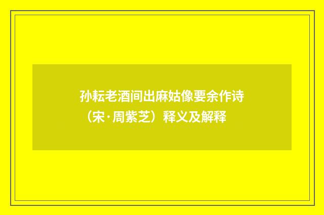 孙耘老酒间出麻姑像要余作诗（宋·周紫芝）释义及解释