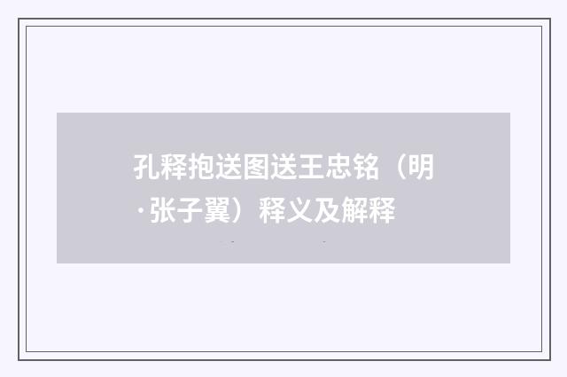 孔释抱送图送王忠铭（明·张子翼）释义及解释