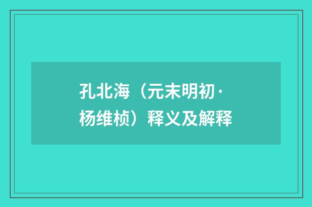 孔北海（元末明初·杨维桢）释义及解释