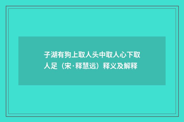 子湖有狗上取人头中取人心下取人足（宋·释慧远）释义及解释