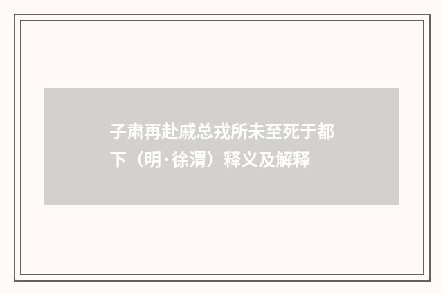 子肃再赴戚总戎所未至死于都下（明·徐渭）释义及解释