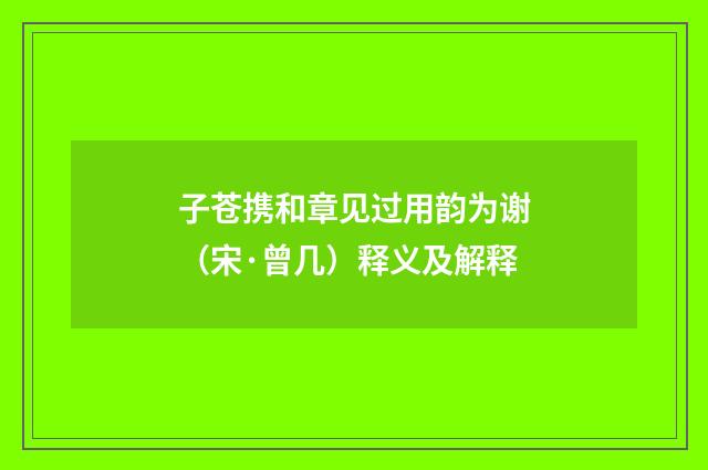 子苍携和章见过用韵为谢（宋·曾几）释义及解释