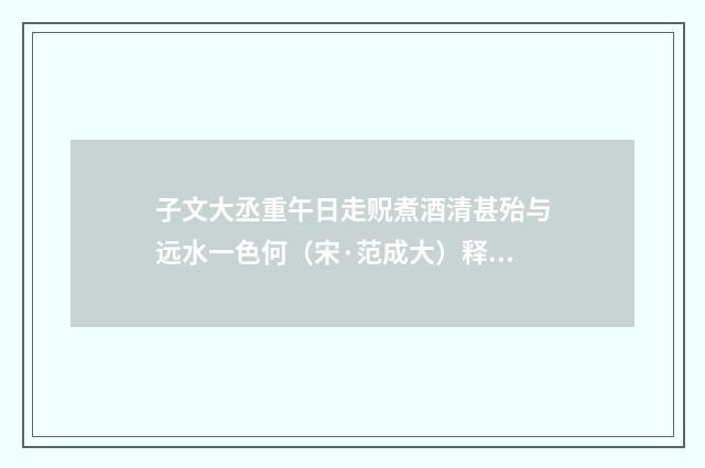 子文大丞重午日走贶煮酒清甚殆与远水一色何（宋·范成大）释义及解释
