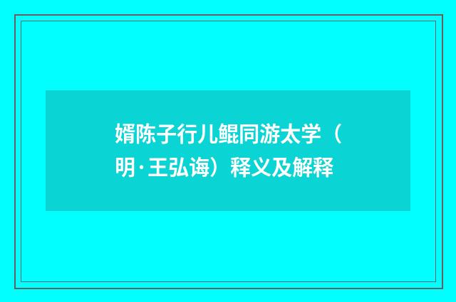 婿陈子行儿鲲同游太学（明·王弘诲）释义及解释