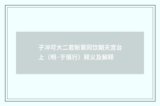 子冲可大二君新第同饮朝天宫台上（明·于慎行）释义及解释