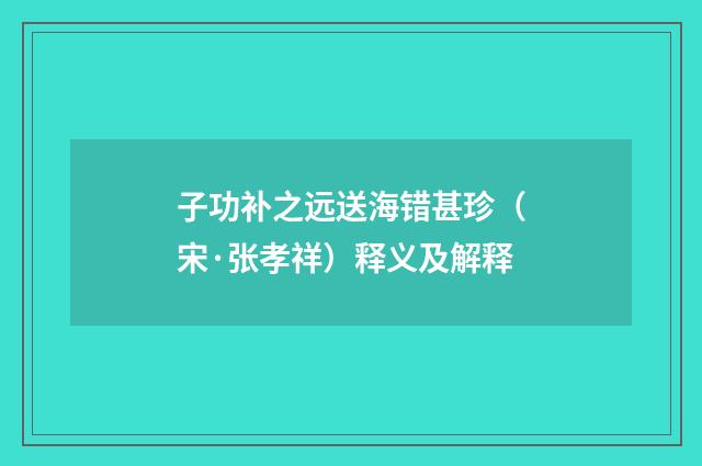 子功补之远送海错甚珍（宋·张孝祥）释义及解释