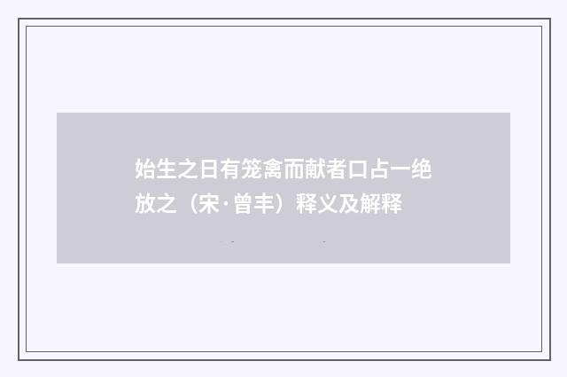 始生之日有笼禽而献者口占一绝放之（宋·曾丰）释义及解释