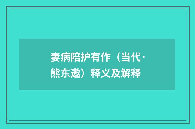 妻病陪护有作（当代·熊东遨）释义及解释