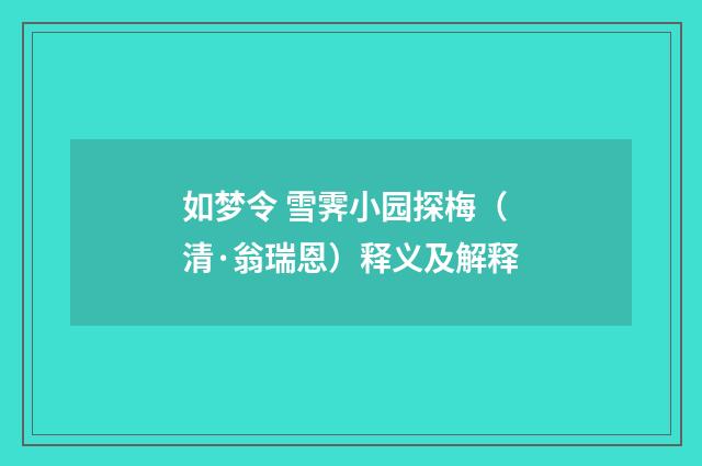 如梦令 雪霁小园探梅（清·翁瑞恩）释义及解释