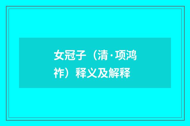 女冠子（清·项鸿祚）释义及解释