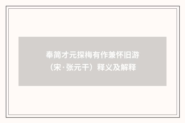 奉简才元探梅有作兼怀旧游（宋·张元干）释义及解释