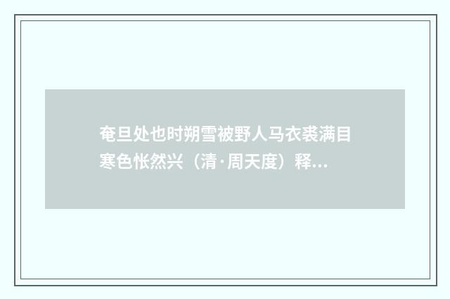 奄旦处也时朔雪被野人马衣裘满目寒色怅然兴（清·周天度）释义及解释