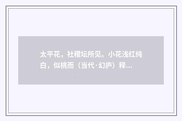 太平花，社稷坛所见。小花浅红纯白，似桃而（当代·幻庐）释义及解释