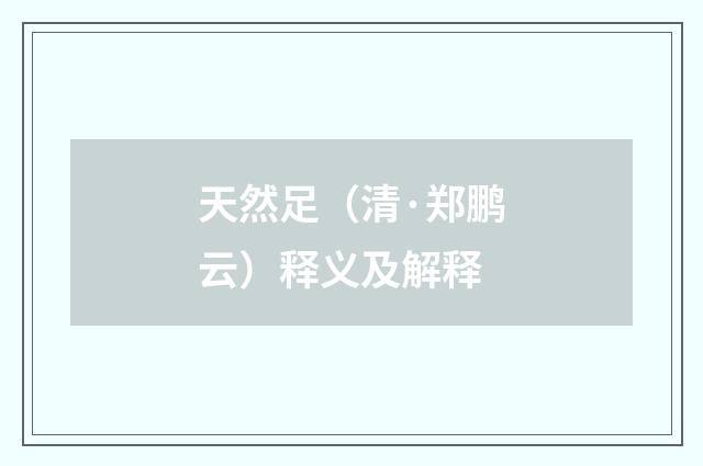天然足（清·郑鹏云）释义及解释