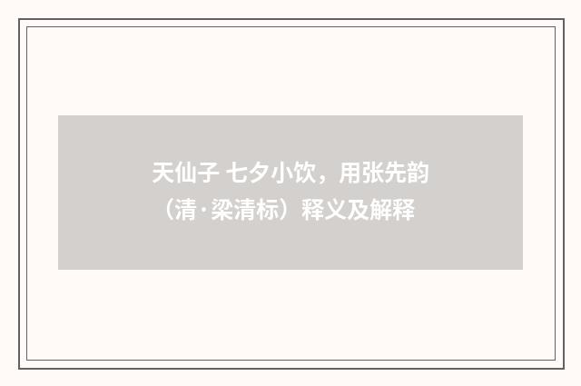 天仙子 七夕小饮，用张先韵（清·梁清标）释义及解释