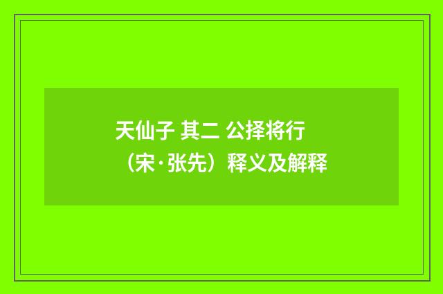 天仙子 其二 公择将行（宋·张先）释义及解释