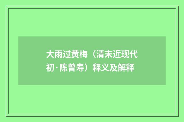 大雨过黄梅（清末近现代初·陈曾寿）释义及解释