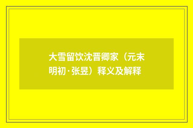 大雪留饮沈晋卿家（元末明初·张昱）释义及解释