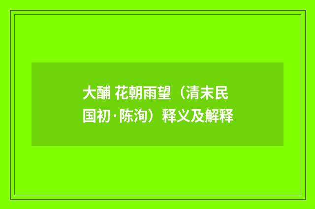 大酺 花朝雨望（清末民国初·陈洵）释义及解释