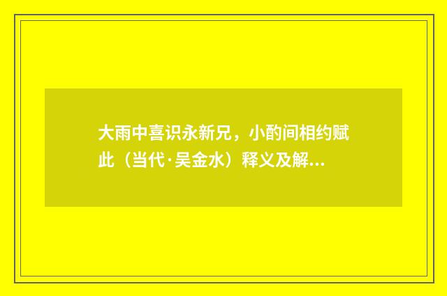 大雨中喜识永新兄，小酌间相约赋此（当代·吴金水）释义及解释