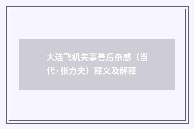 大连飞机失事善后杂感（当代·张力夫）释义及解释
