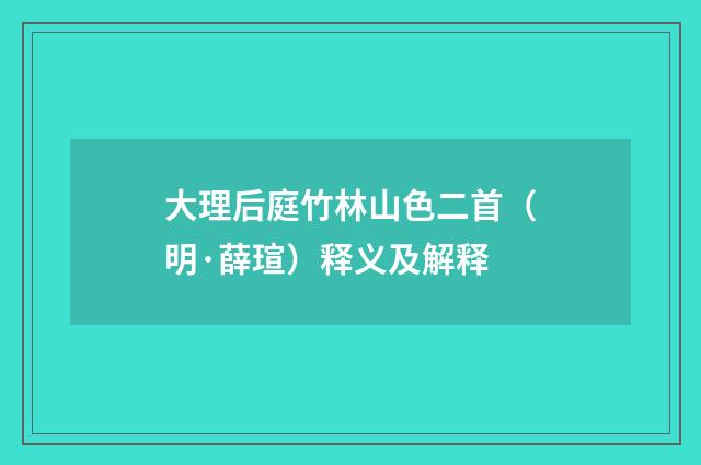 大理后庭竹林山色二首（明·薛瑄）释义及解释