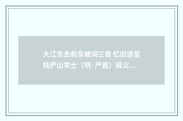 大江东去和东坡词三首 忆旧游呈陆俨山学士（明·严嵩）释义及解释