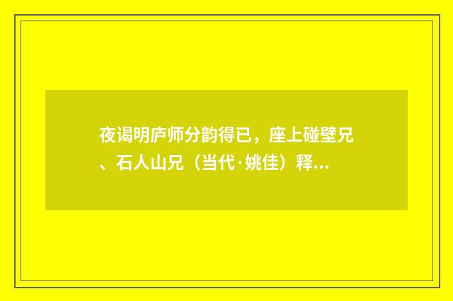 夜谒明庐师分韵得已，座上碰壁兄、石人山兄（当代·姚佳）释义及解释