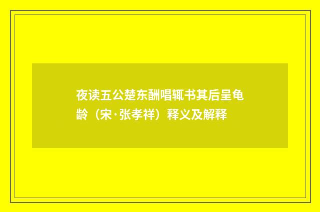 夜读五公楚东酬唱辄书其后呈龟龄（宋·张孝祥）释义及解释