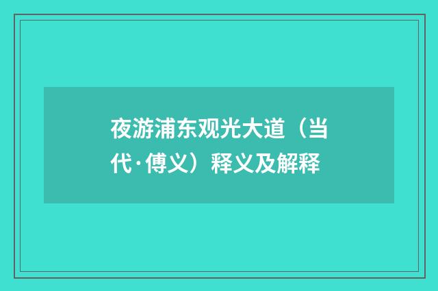 夜游浦东观光大道（当代·傅义）释义及解释