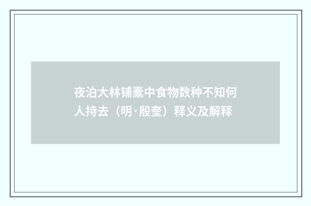 夜泊大林铺橐中食物数种不知何人持去（明·殷奎）释义及解释